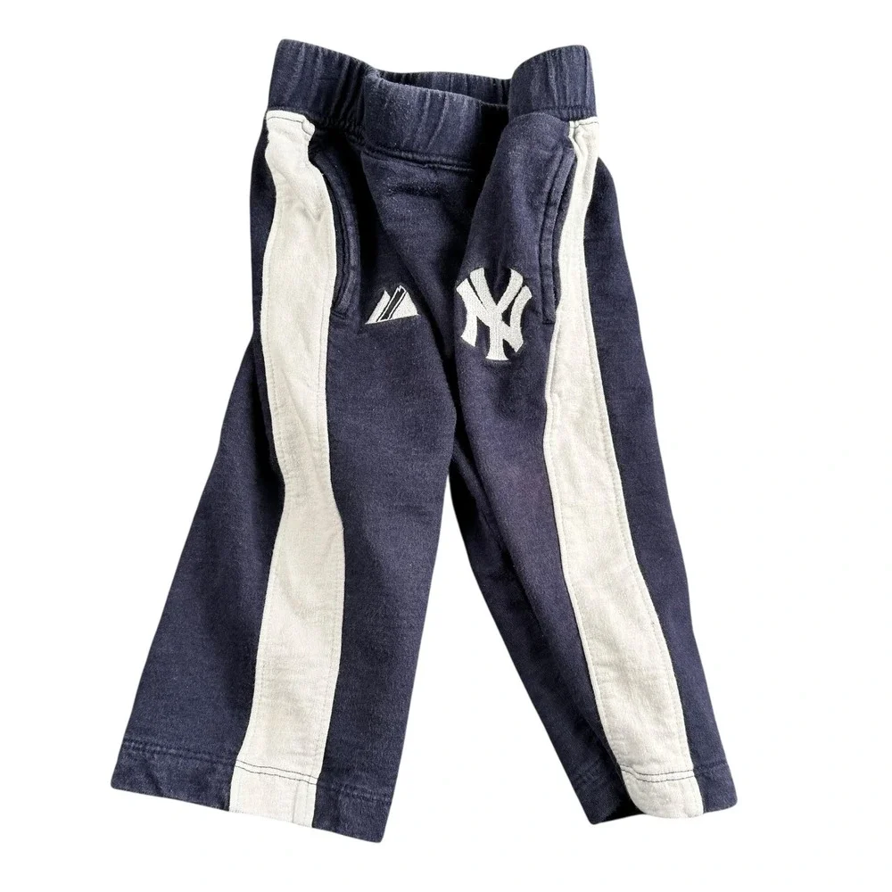 Majestic New York Yankees Navy Blue Striped‎ Sweatpants Size 12 Months MLB 232
